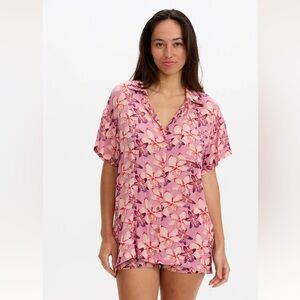 SOLD // NWT Benoa Swim Aloha Shirt Dress - Bloom